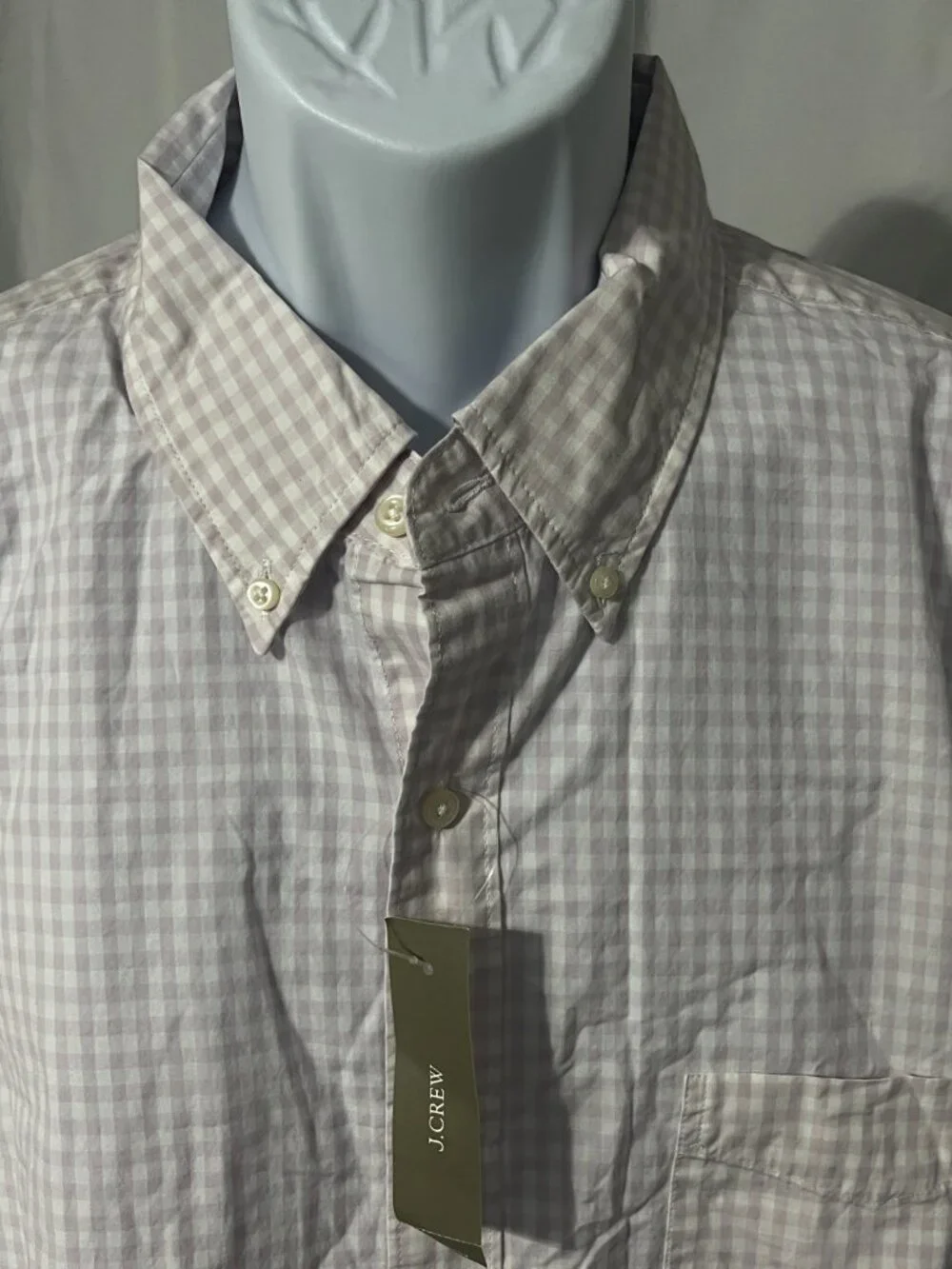 💜 NWT J.Crew Men's Secret Wash Slim Untucked Fit Lavender White L/S Shirt XL 🏷